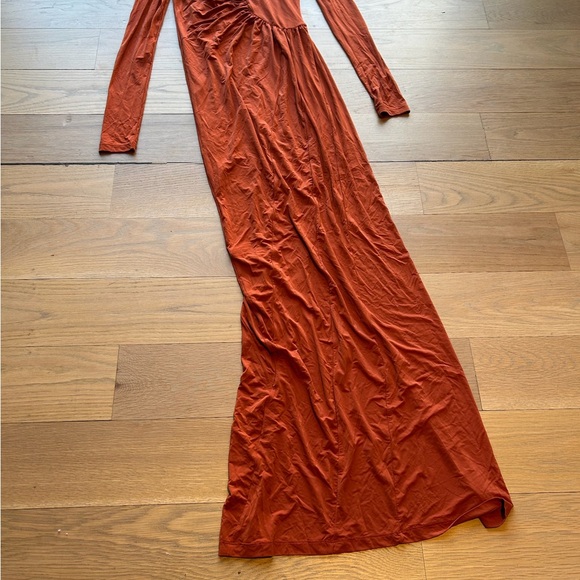 H&M Studio Collection Gathered Bodycon Dress (Burnt orange) - Picture 14 of 15